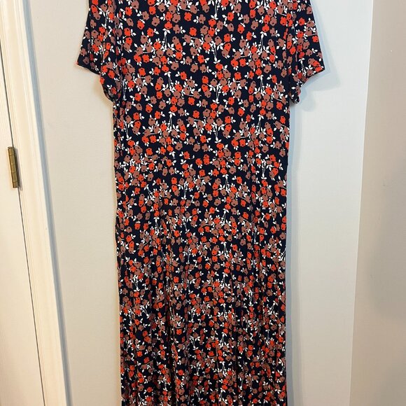 BODEN Women's Lucinda Floral Jersey Dress Navy Red 12P - Picture 4 of 7